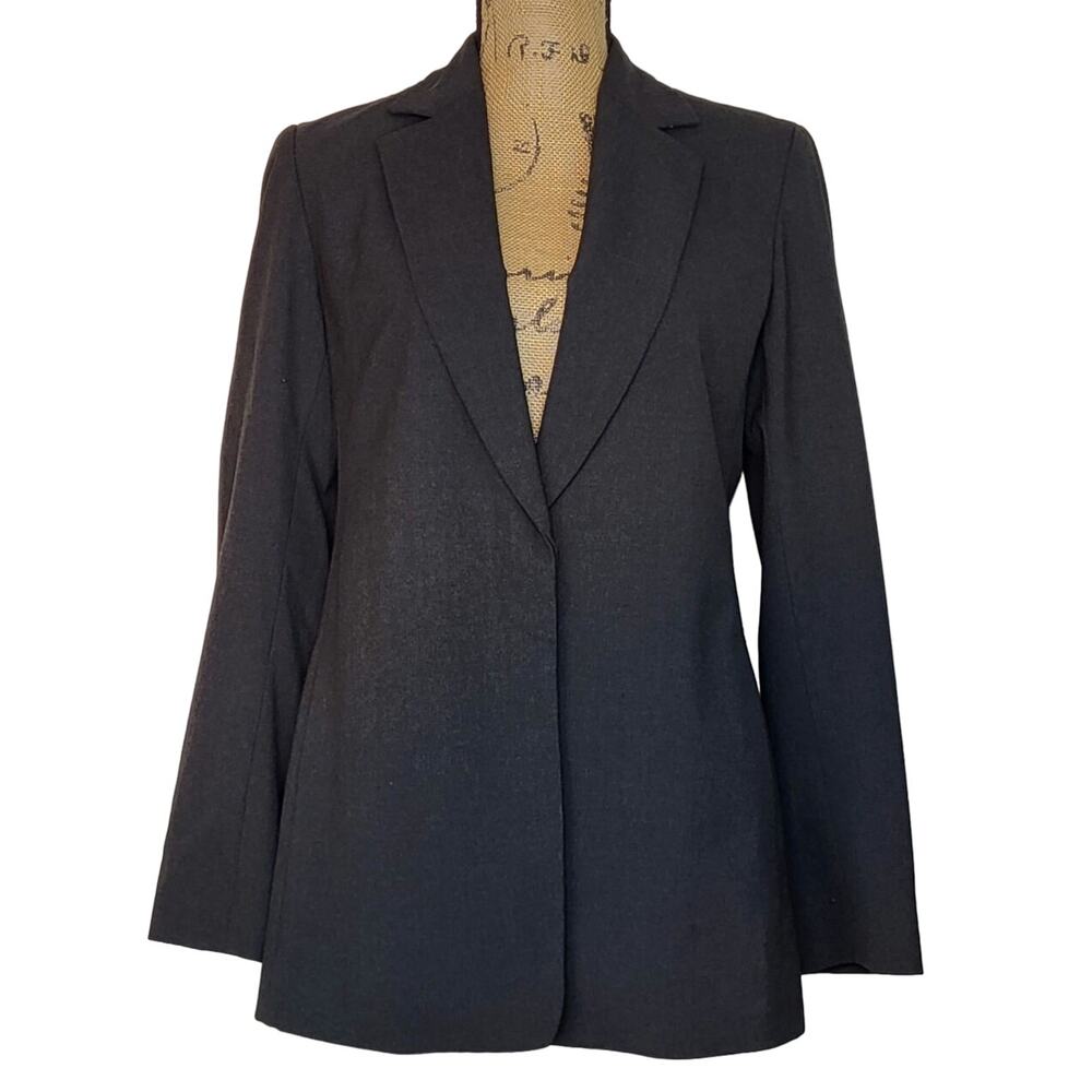 Vtg Lafayette 148 New York Bloomingdales Long Wool Blend One Button Jacket Sz 4